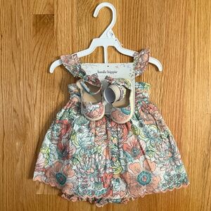 Haute Hippie Baby Girl Dress W/Diaper Cover & Matching Shoes
